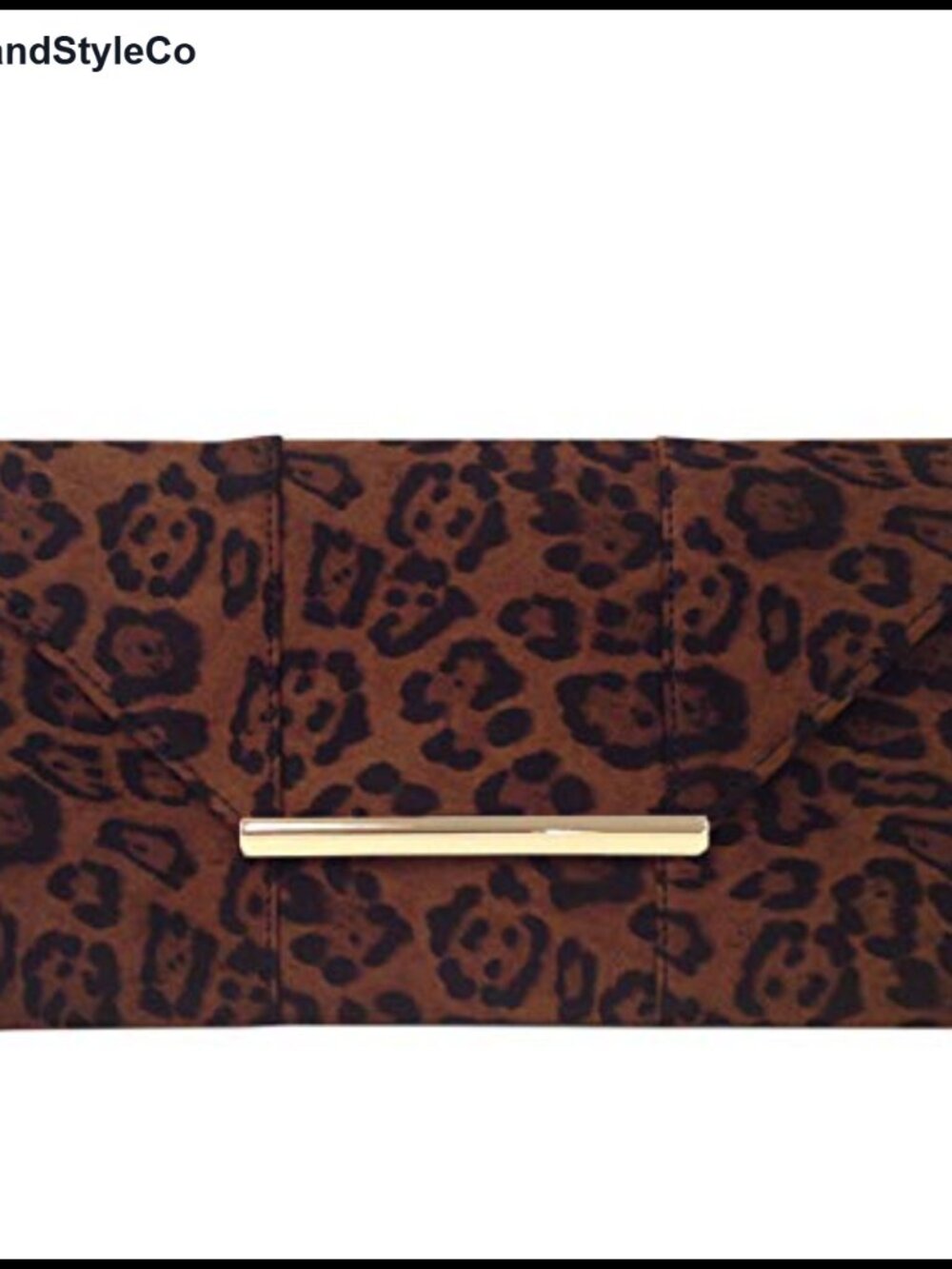 Faux Suede Leopard Envelope Clutch with Detachable Chain